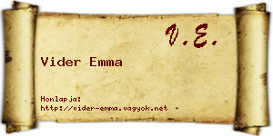 Vider Emma névjegykártya